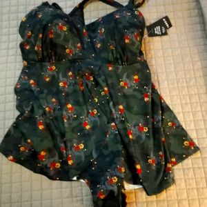 Torrid Camo Skull Babydoll Swimsuit